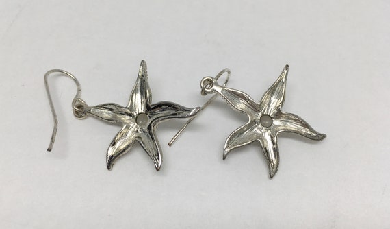vintage starfish dangle earrings, silver tone w/ … - image 4