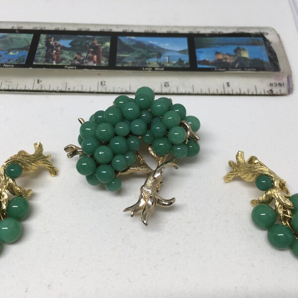 Tree of Life brooch & clipon earrings. Vintage