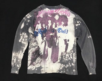 Mega Rare Vtg New York Dolls Mosquitohead Acid Wash Long sleeve Tshirt