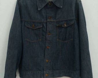 Rare Vintage Roebucks Selvedge Denim Trucker Jacket Sz Medium