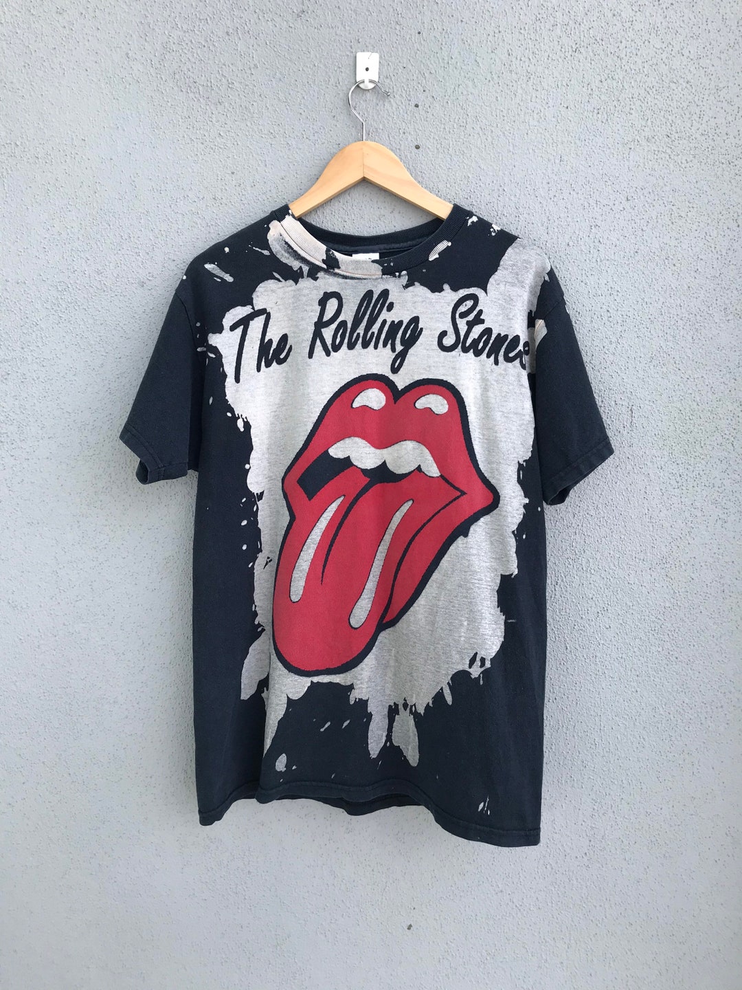 The Rolling Stones Band T-shirt, Men's M size cotton black type Vintage Second Hand