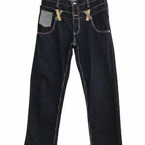 Japanese Designer Amore Puro Double Waist Rainbow Stitching Denim Jeans Size 33