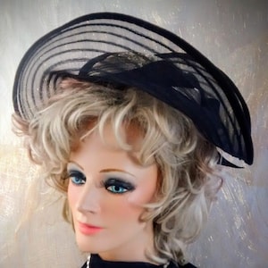 Whittall and Shon Black and Gold Hat / Bonnet Hat / Church / Kentucky Derby / DAR / Tea Party