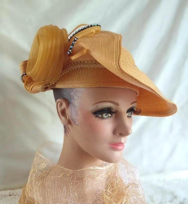 Mr. HI\'s Classic Creamsicle Orange Sparkle Hat Swirl Ribbon Rhinestones 57.5 cm Mr Hi main image 2