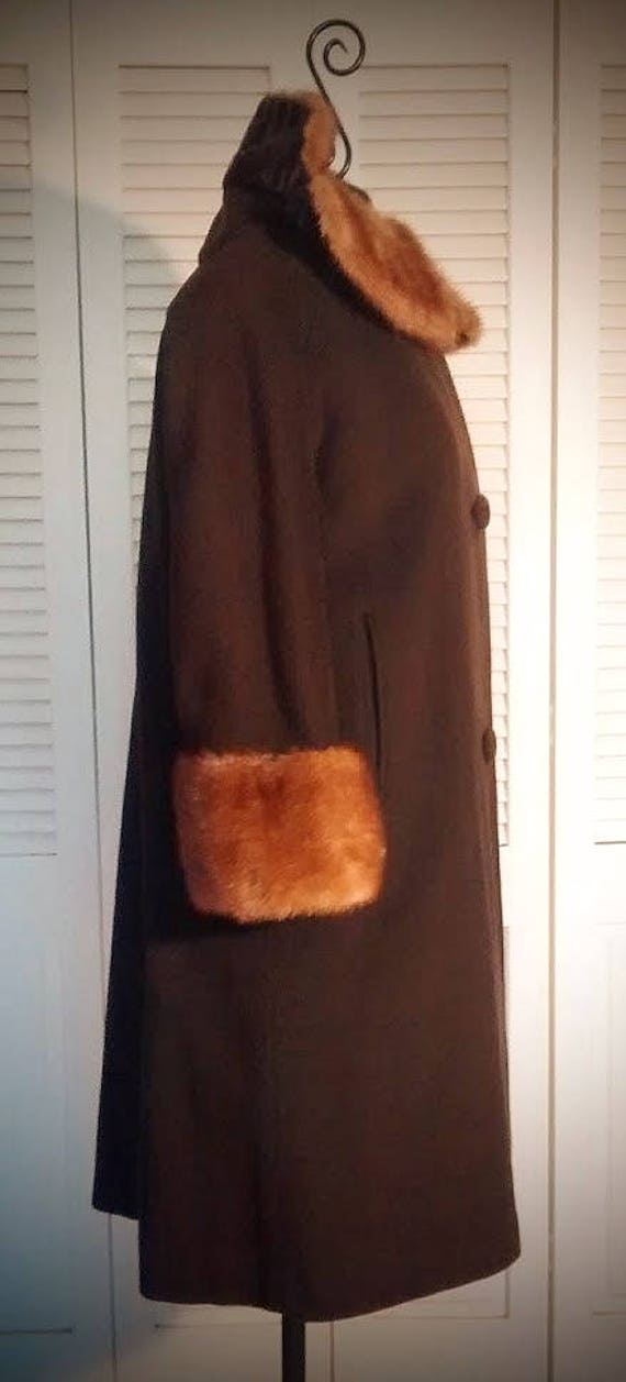 1950s  Cashmere Coat – Mink Collar and Cuffs on C… - image 3