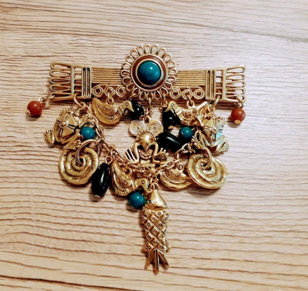 Aztec Motif Pin Brooch Collar Pin Indian Fetish Bird Frog Fish - Etsy