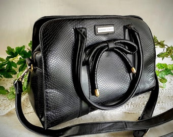 ADRIENNE VITTADINI Black Reptile Print Handbag Satchel Doctor's