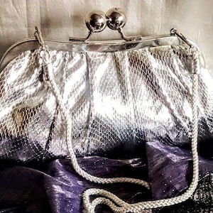 Small Silver Purse / Vintage Silver Evening Bag / Ladies Silver Purse / Crossbody Silver Purse