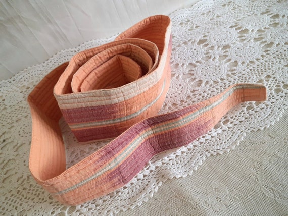 RESERVE FOR KRISTIN Vintage Cotton Sash Peach Lav… - image 1