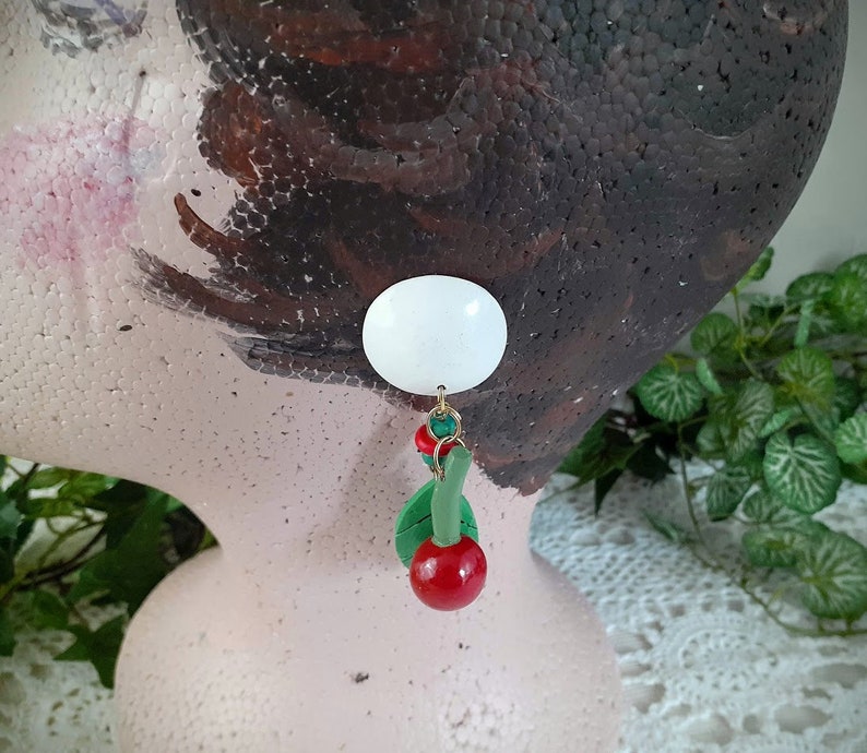 Wood Cherry Pierced Earrings Kitsch image 2