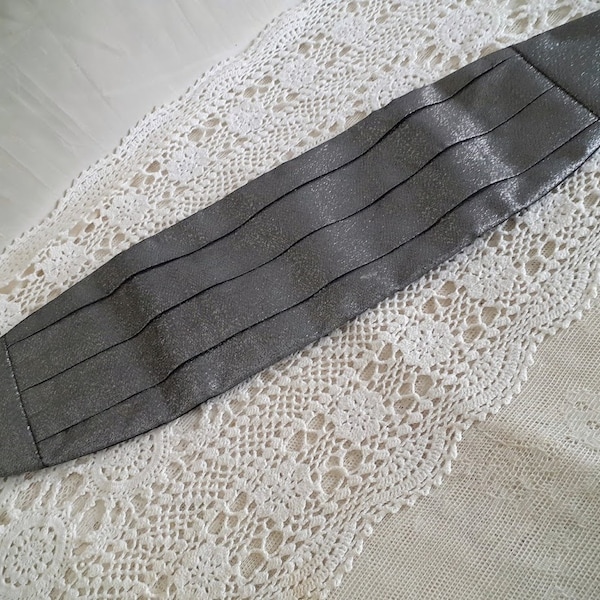 Cummerbund Vintage Tuxedo Dark Silver Gunmetal Pleated After Six Unisex