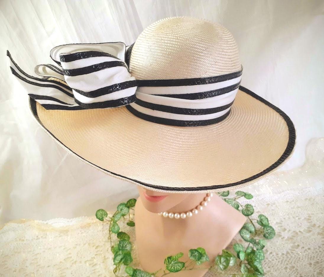Vintage Jack Mcconnell Straw Derby Hat: Ivory Wide Brim With  display picture 2