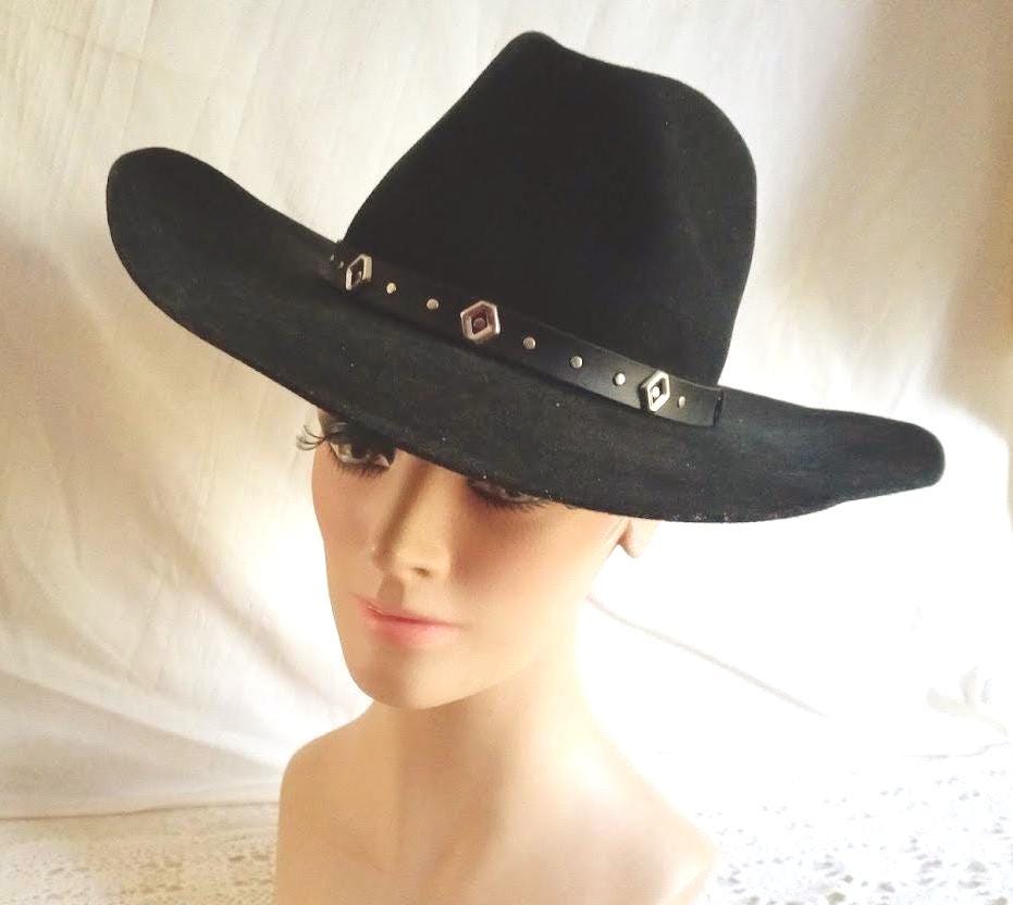 Vintage Stetson Stallion Western Hat: Black Wool Size 7 1/4 - Etsy