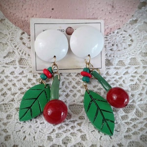 Wood Cherry Pierced Earrings Kitsch image 3