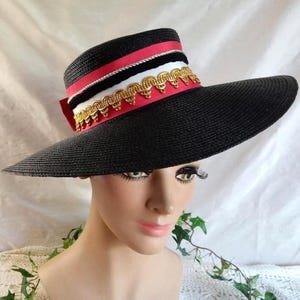 Whittall & Shon Womens Black Wide Brim Hat‎ Red Floral Derby Event Money Maximal Whittall & shon red - Gem main image 3
