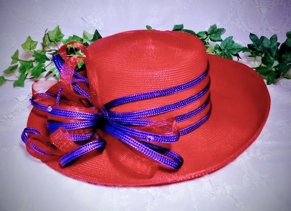 red ladies hat