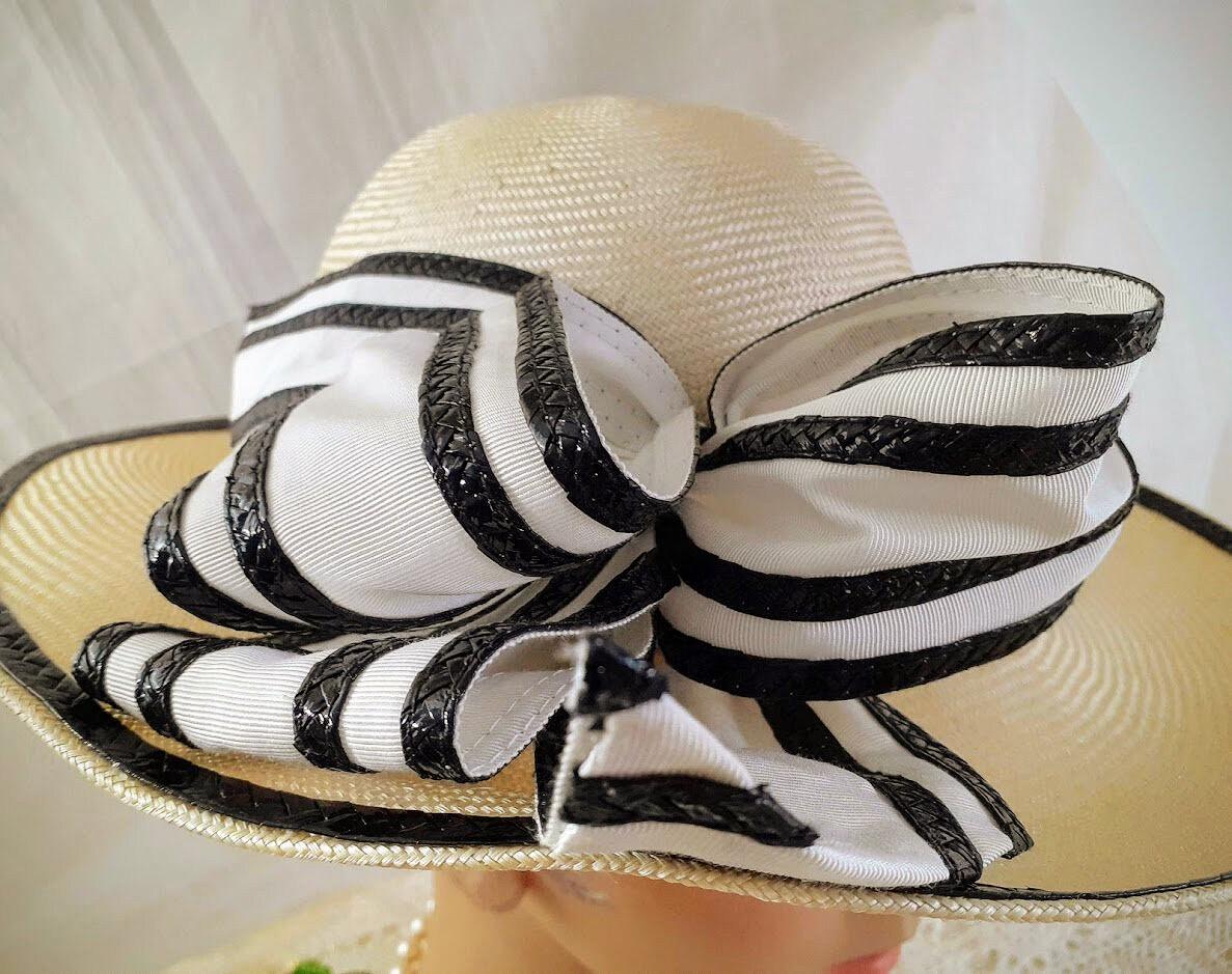 Vintage Jack Mcconnell Straw Derby Hat: Ivory Wide Brim With  display picture 1