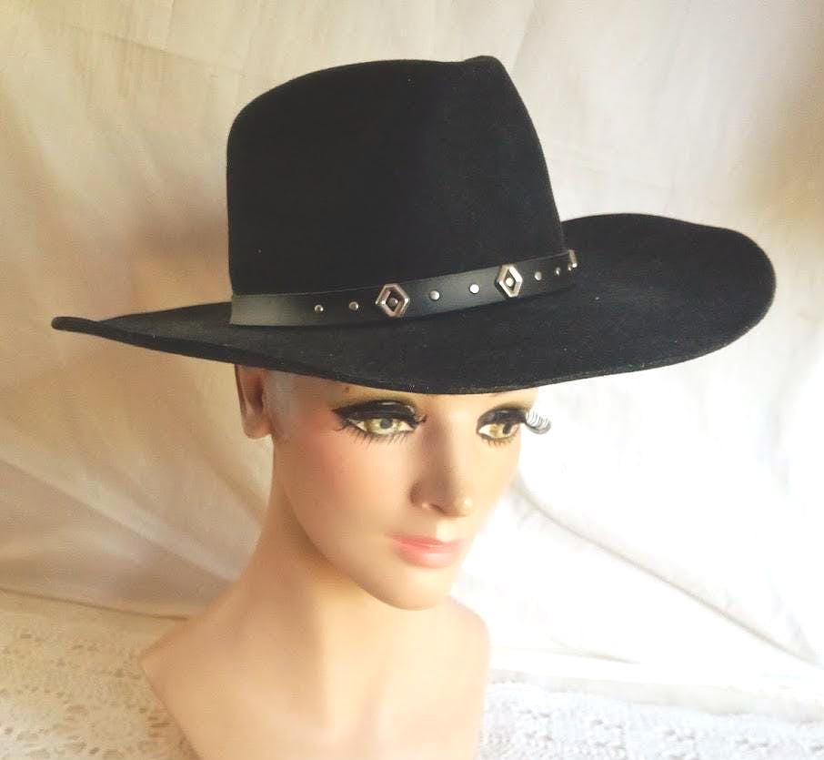 Chapeau Cowboy Western Stetson XX En Laine Premium - Taille 7 1/4 - Noir - Vintage