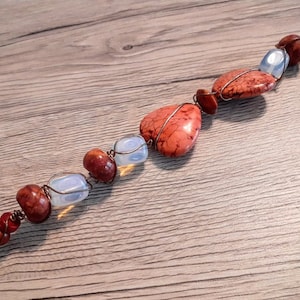 Bracelet Heart-Shaped Stones Beads Copper Wire Ethnic Boho Hippy Unisex Valentine’s Day