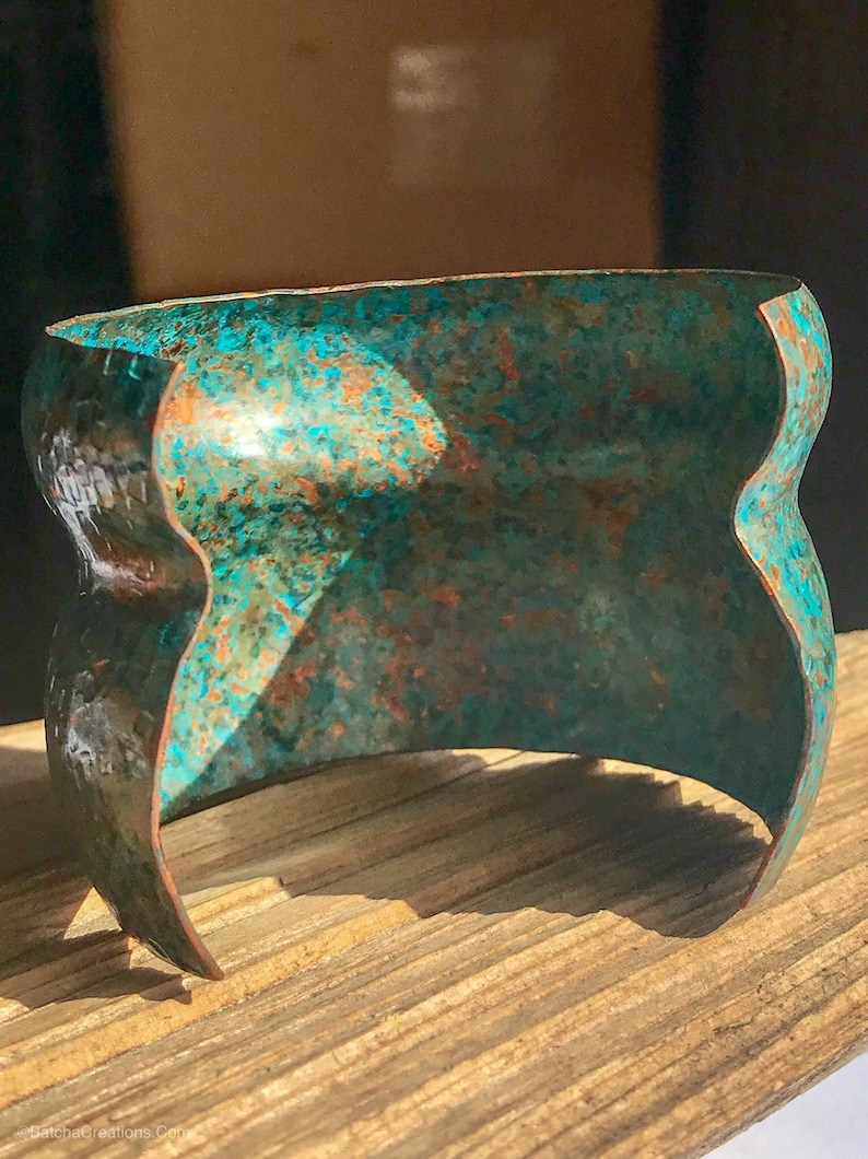 Double Dome Textured and Patinaed Copper Adjustable Cuff