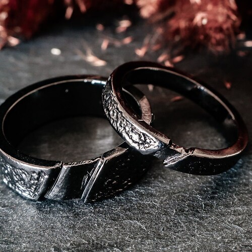 Viking Wedding Ring Set Rustic Wedding Bands Matching Etsy