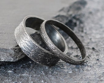 Fantasy Nature Wedding Ring Set His and Hers Love Fairy Wedding Ring Celtic Wedding Ring Unique Wedding Band Dark Silver Viking Wedding Ring