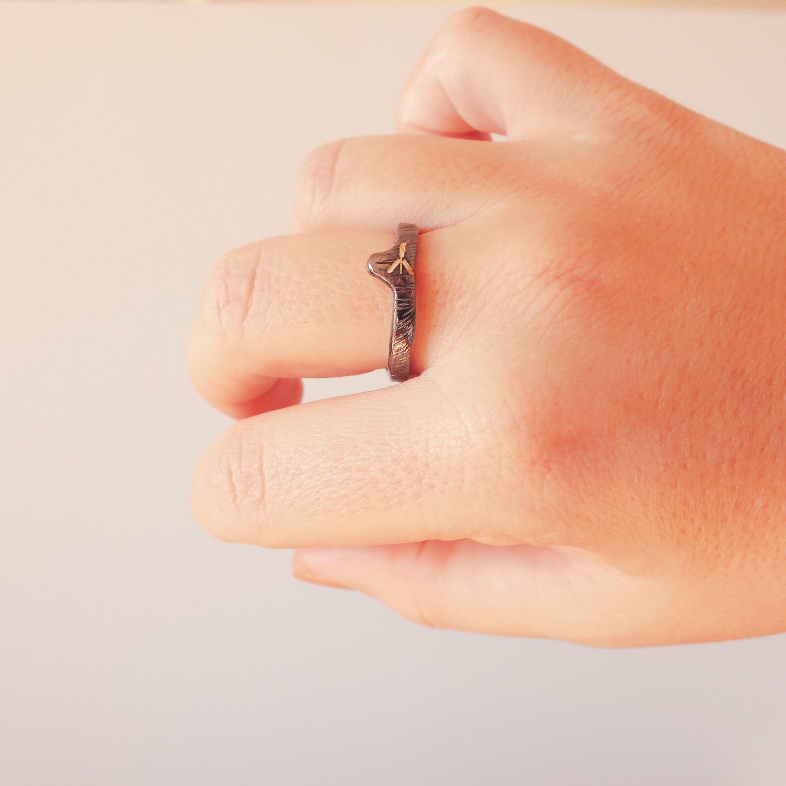 Unique Non Traditional Engagement Ring for Him Bronze Hand Etsy