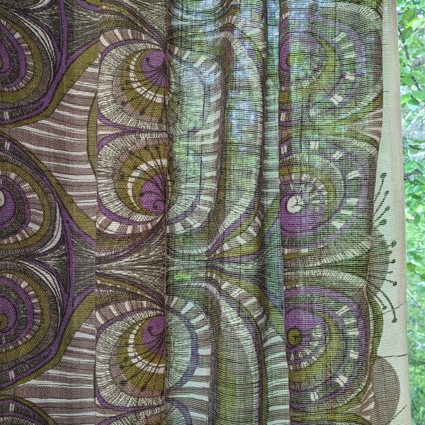 Vintage Curtain Pair - Sweden - 1960s - 200cm / 79" long (V996-B)