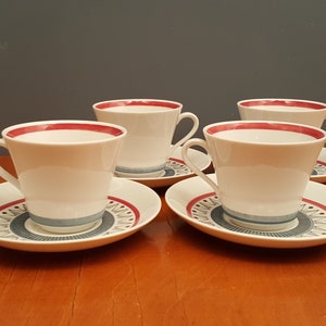 Rörstrand Bimbo 4 x Tea cup and Saucer Sweden 1950s V693B-A image 3