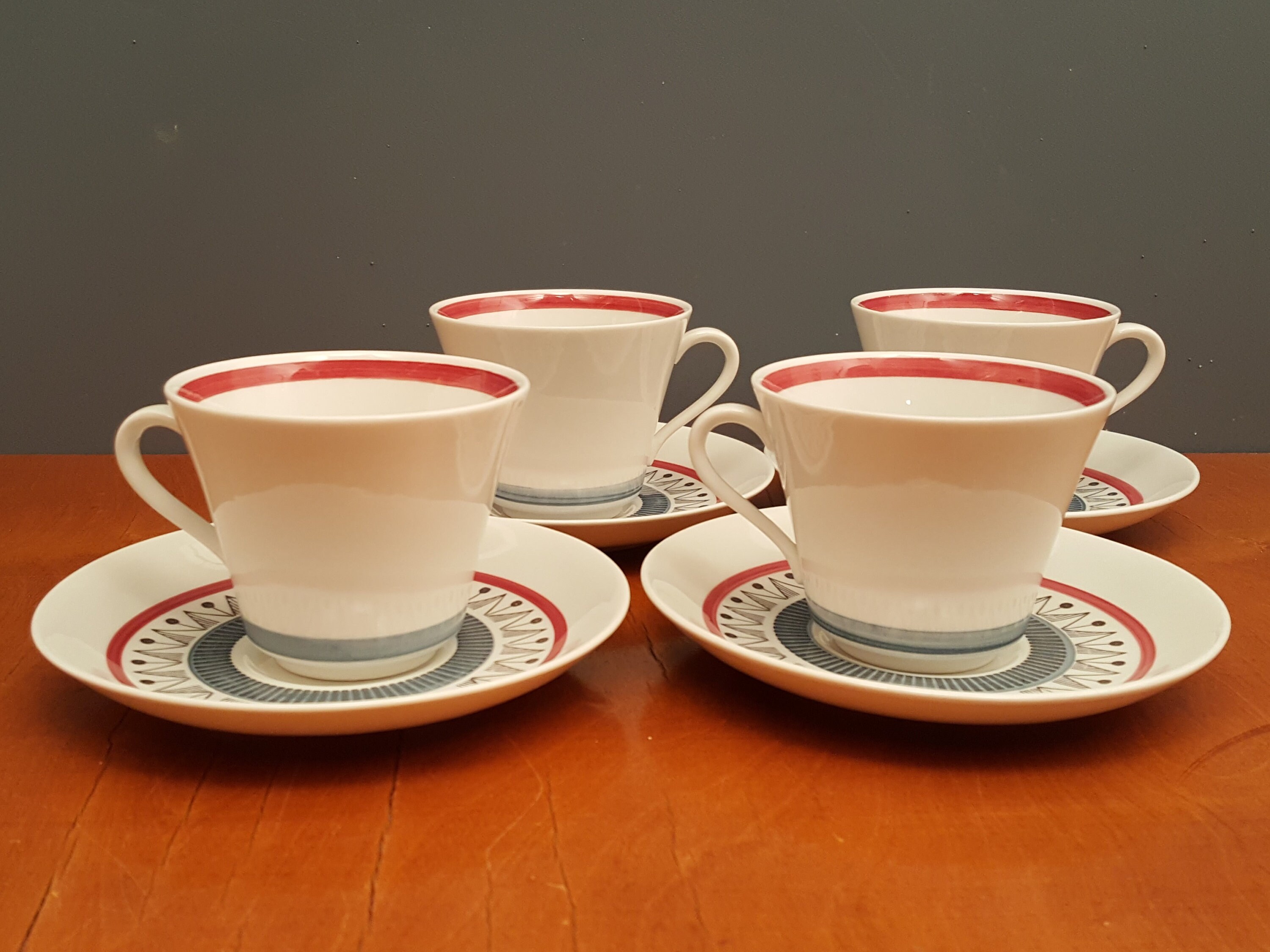Rörstrand - Bimbo - 4 X Tea Cup and Saucer - Sweden - 1950s