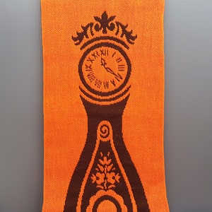 Finnish Wool Täkänä Tapestry - Grandfather Clock - Finland - 1970s - 135x32 cm / 53.5x12.5&quot; (V978-D)