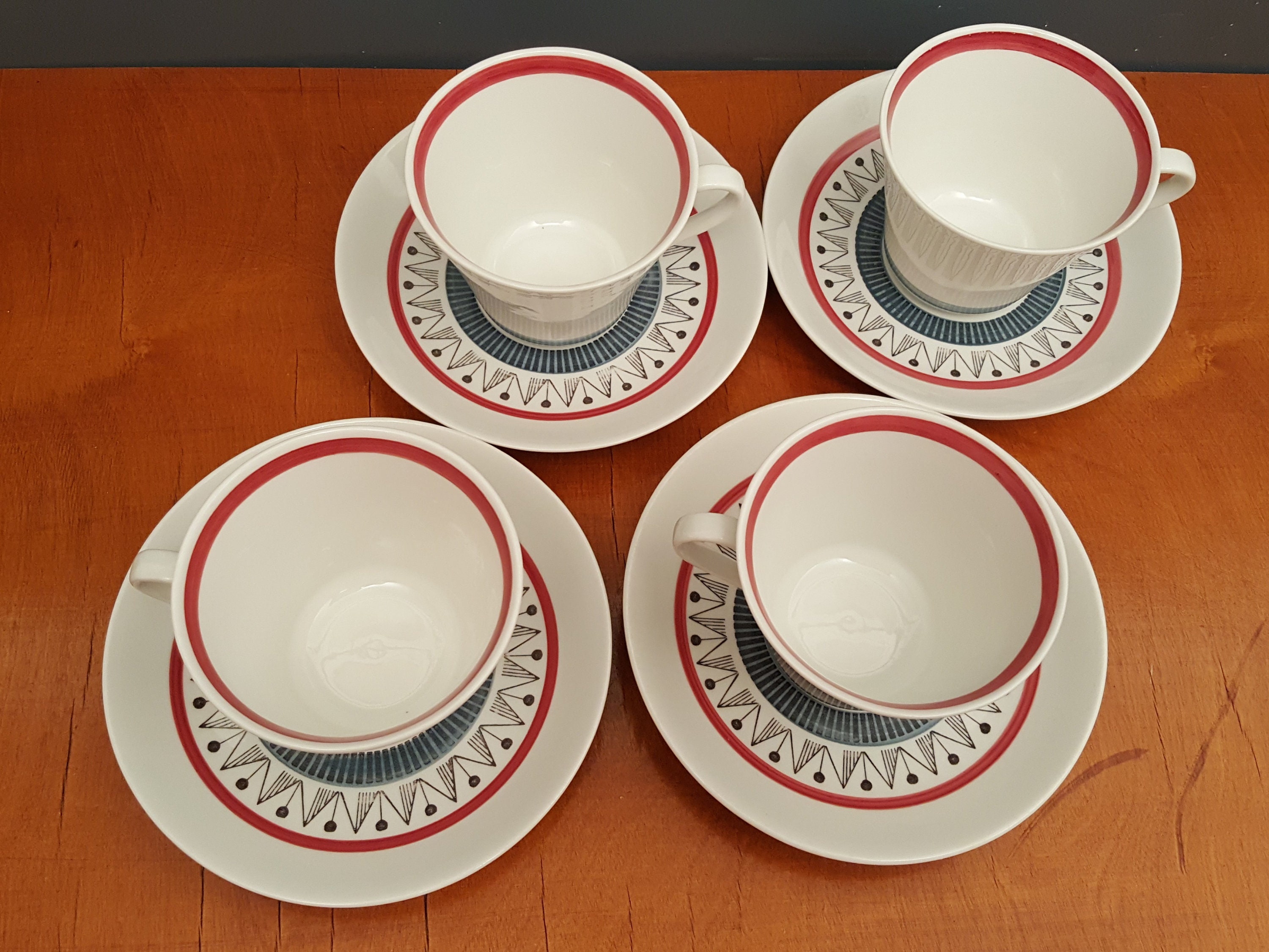 Rörstrand - Bimbo - 4 X Tea Cup and Saucer - Sweden - 1950s
