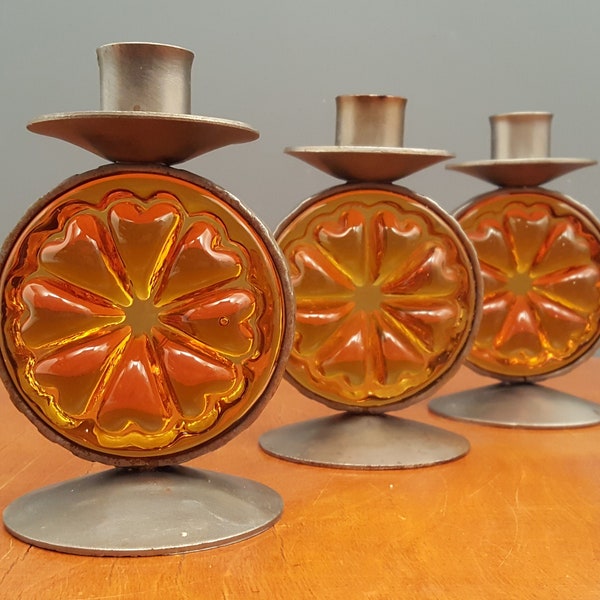 CBN Nybro - Metal and glass candle holders - 1960s (NY-A)