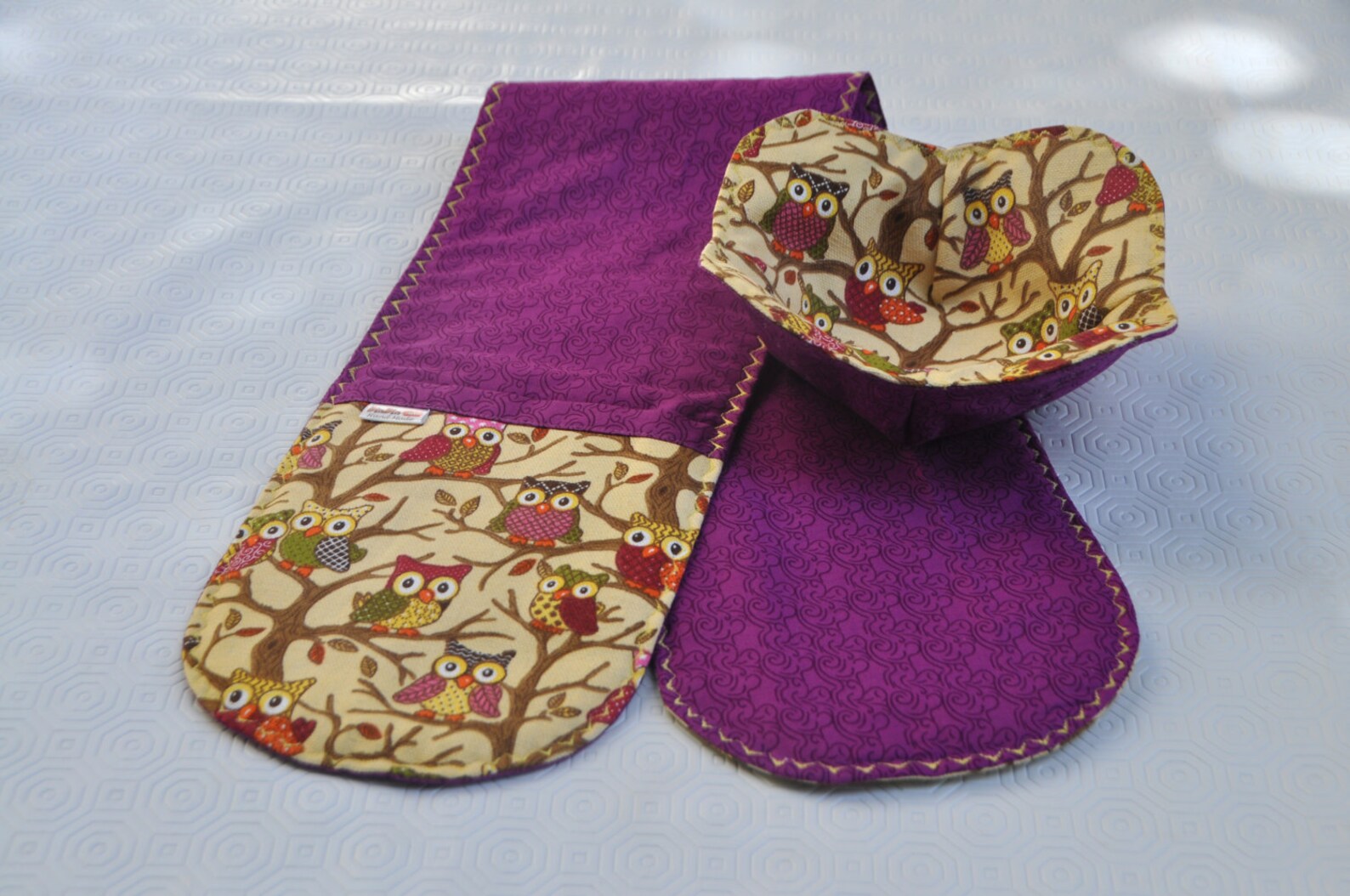 Oven Mitt Set Set of Double Pot Holders and Bowl Holder Etsy