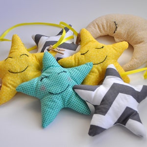 Banner de estrelas de tecido de 7 ", decoração de parede para berçário, guirlanda de tecido pendurado, guirlanda de bebê, banner pendurado na parede