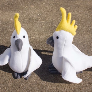 Stuffed Cockatoo Fleece Cockatoo Plush Cockatoo Parrot Rainforest Bird Australian Cockatoo