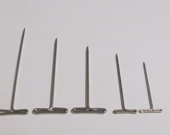 T-Pins Sewing pins, nickel plated steel pins, 1" 1.25" 1.5" 1.75" 2" pins, pack of 40, 100 quilting pins, bulk pins macrame jewelry blocking