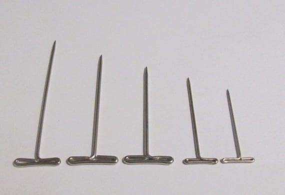 T-Pins Sewing pins, nickel plated steel pins, 1" 1.25" 1.5" 1.75" 2" pins, pack of 40, 100 quilting pins, bulk pins macrame jewelry blocking