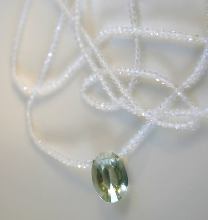 Topaz necklace with green amethyst oval faceted pendant topaz necklace with green amethyst oval faceted