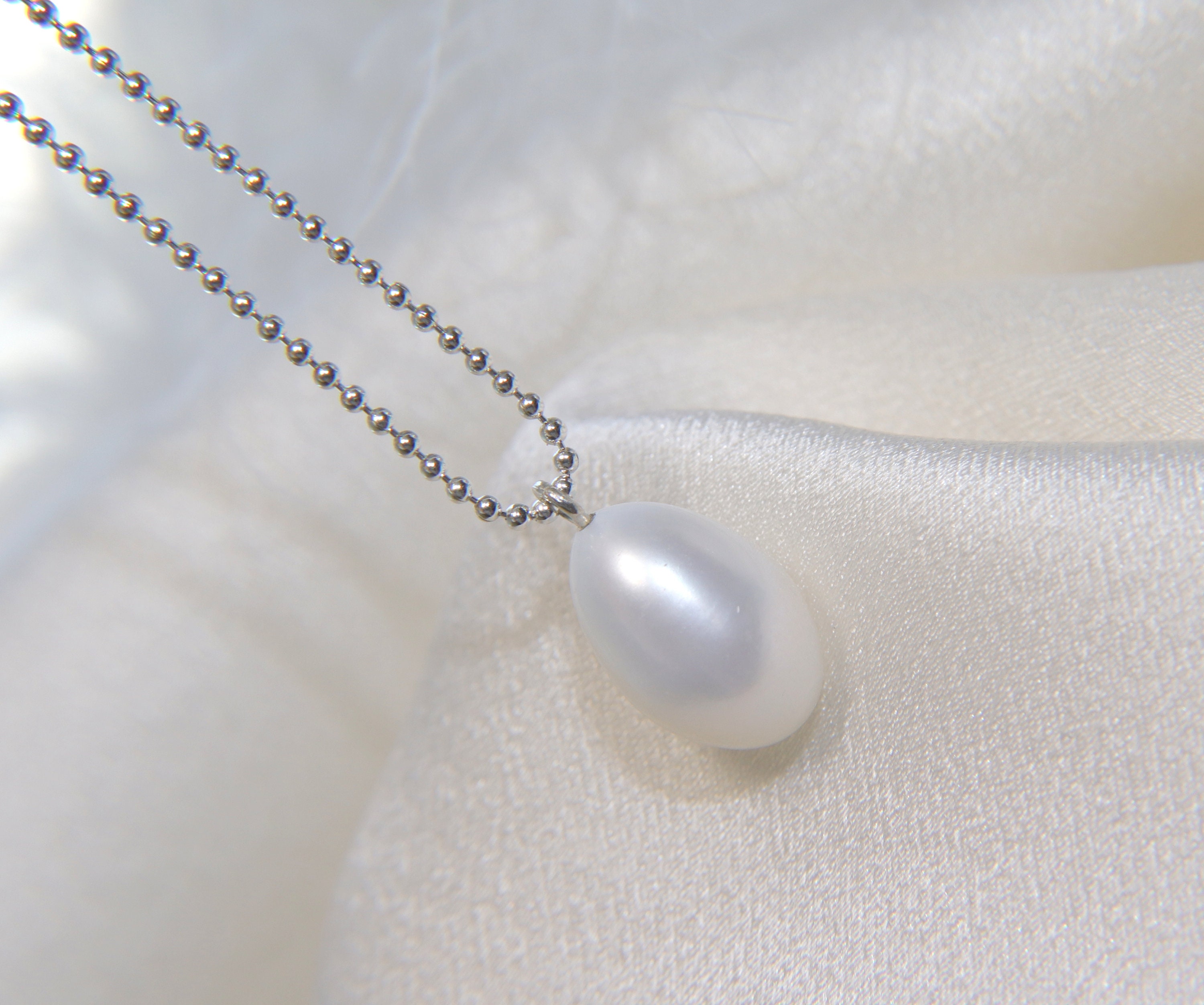 Ball Necklace With Pearl Pendant Necklace Pearl Pendant - Etsy UK