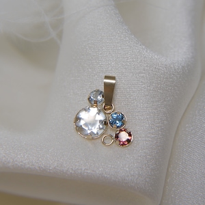 Pendant Rock Crystal in Setting Tourmaline London Blue Topaz Aquamarine Diamond Slip Solid Gold Jewelry