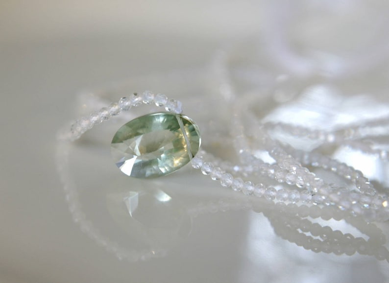Topaz necklace with green amethyst oval faceted pendant topaz necklace with green amethyst oval faceted