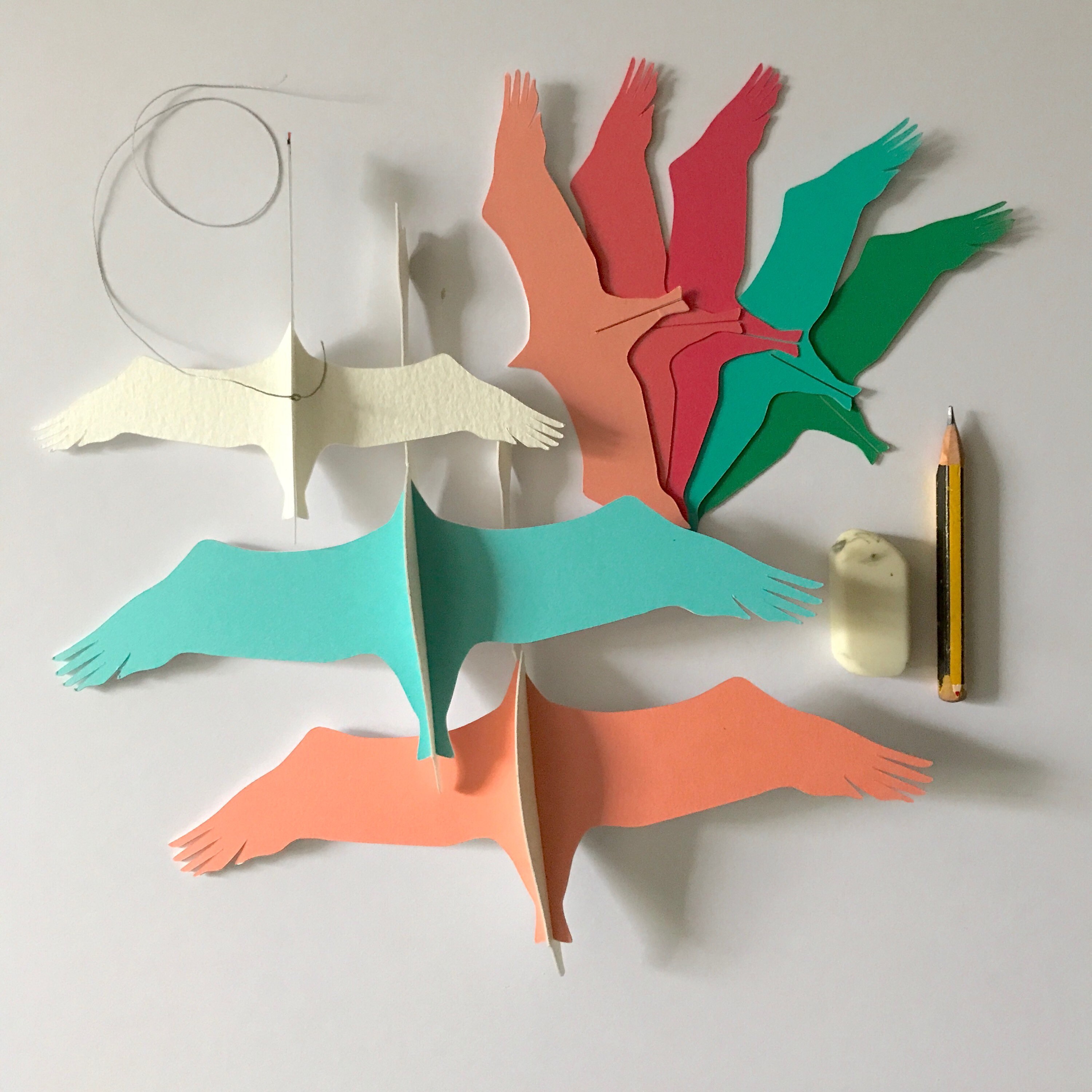 Swan mobile, paper art