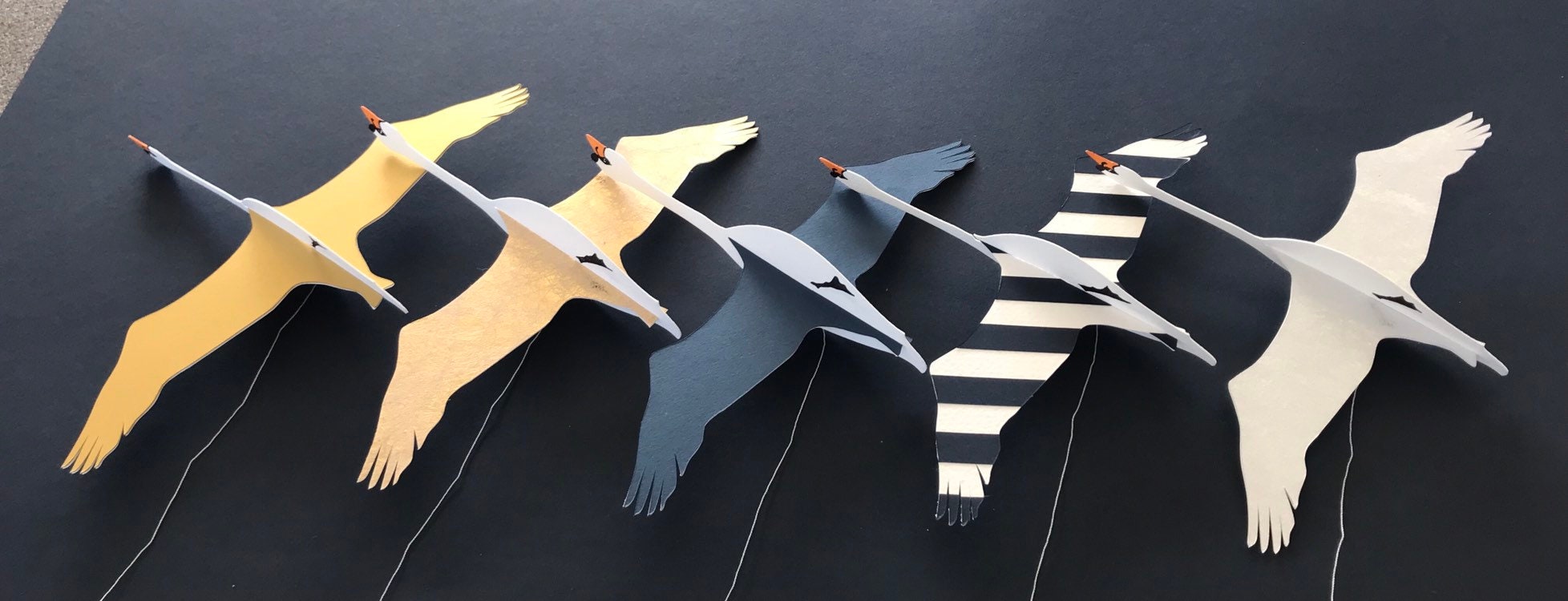 Swan mobile, paper art