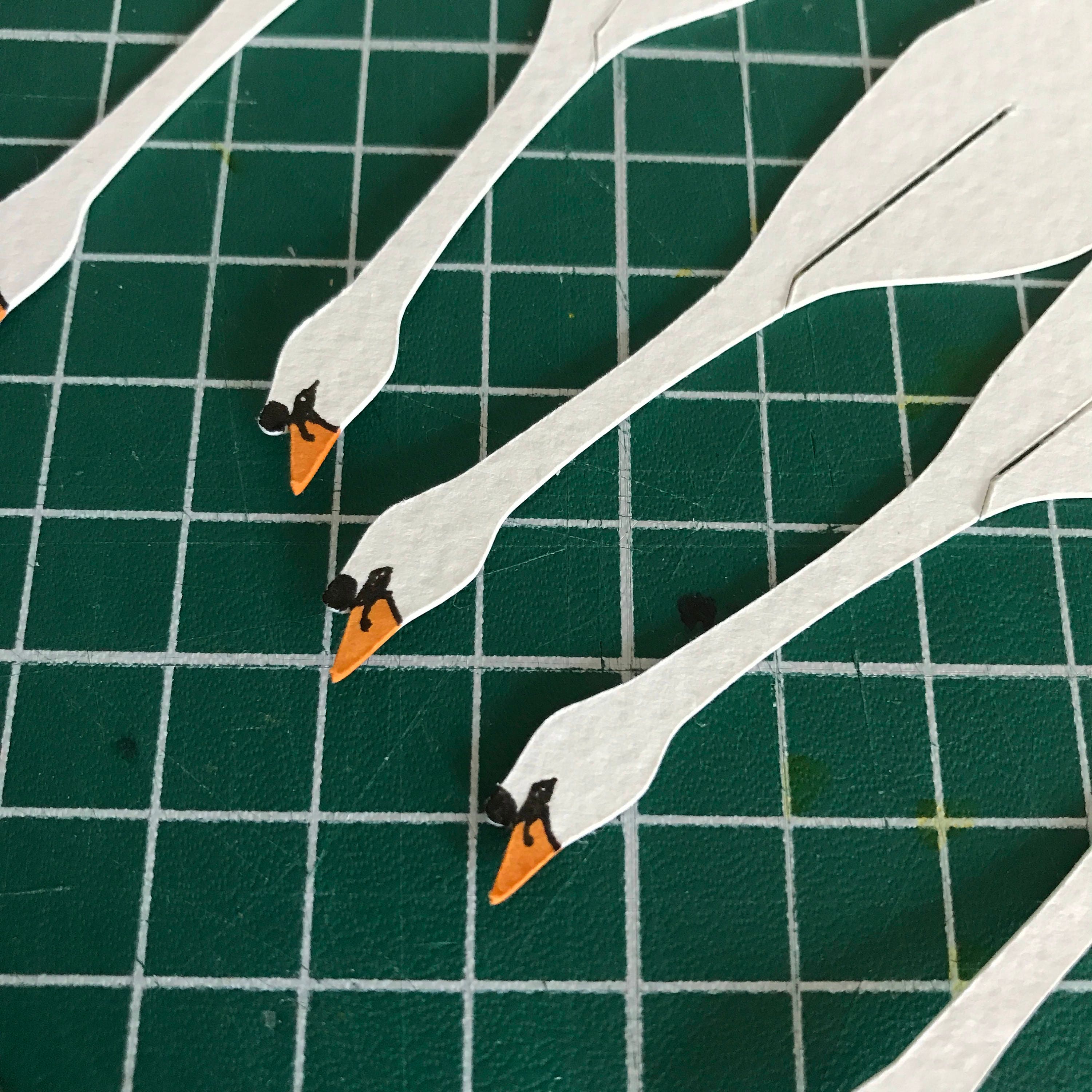 Swan mobile, paper art