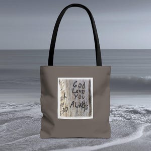 Christian Tote Bag in DESERT BROWN, &#39;God Loves You Always&#39; Faith-Based Inspirational Gift for All Occasions