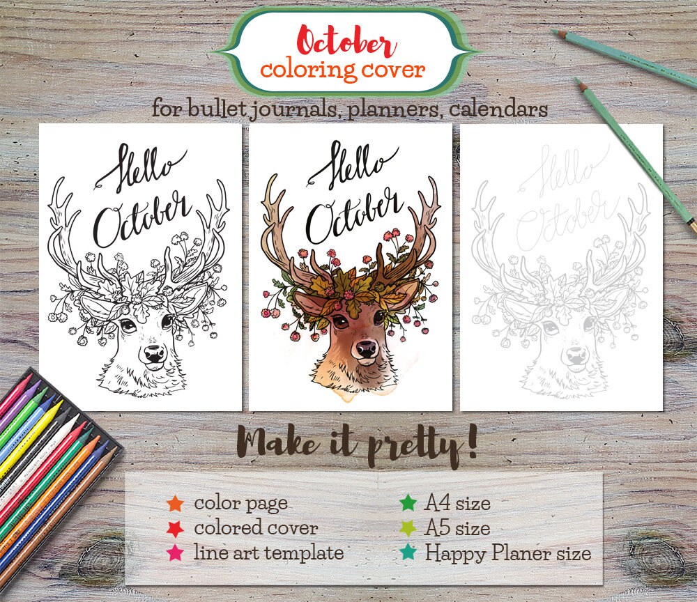 October Cover Printable Coloring Page, Printable October Cover, October ...