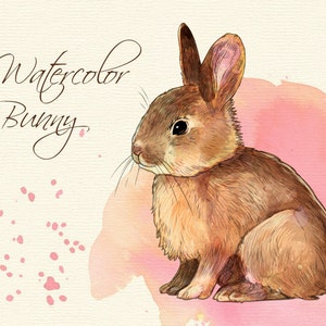 Watercolor cute bunny clipart