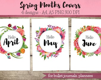 Couvertures des mois de printemps pour Bullet Journal, Planificateur