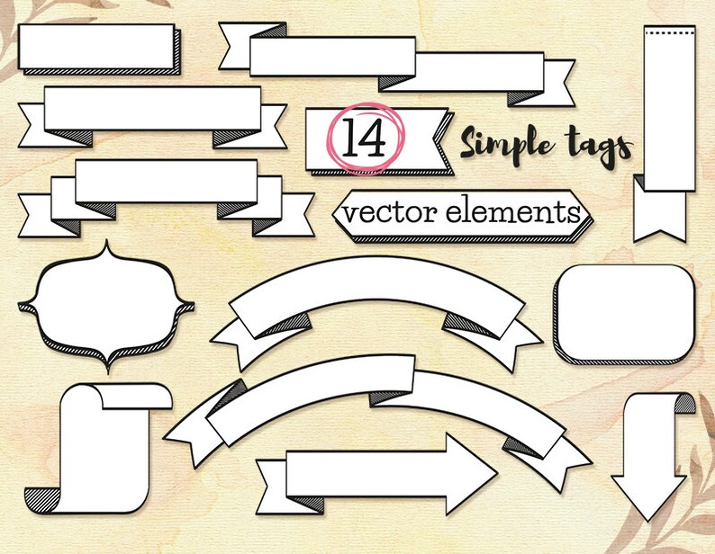 Vector Tag Doodles Clip Art Printable for Bullet Journals and Planners
